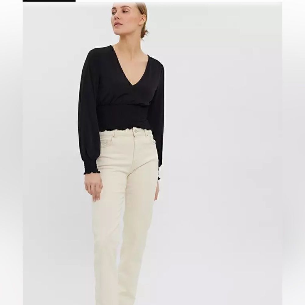 Vero Moda Alberta Long Sleeves V-Neck Smock Top L